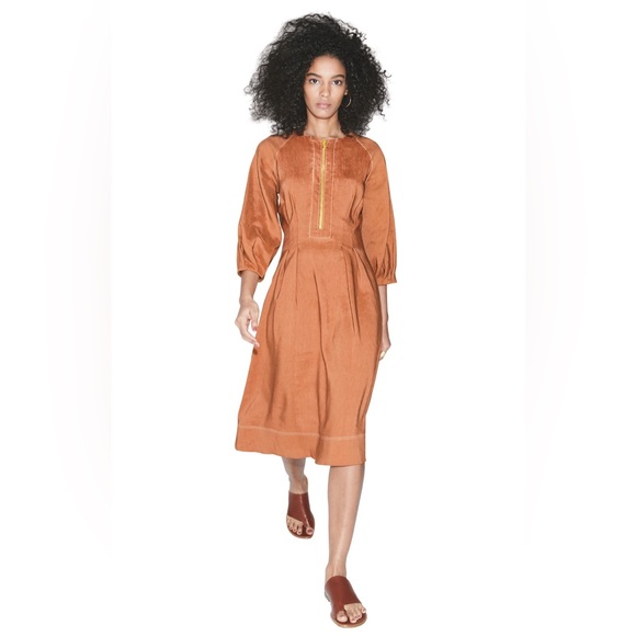 Veronica Beard Linen Claudia Midi Dress Size 10 - Picture 1 of 10